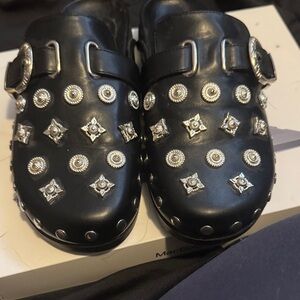 Azalea wang Black Mules with Silver Embellishments